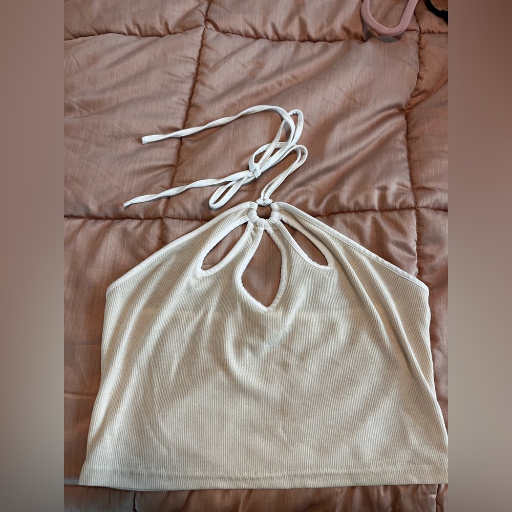 Chic Cream Halter Crop Top